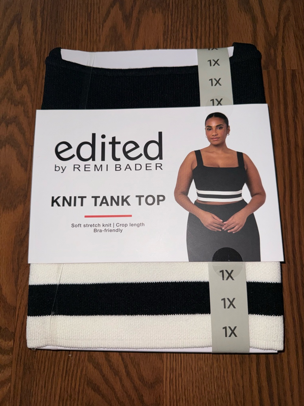 Edited by Remi Bader Light Black & White Knit Tank Top